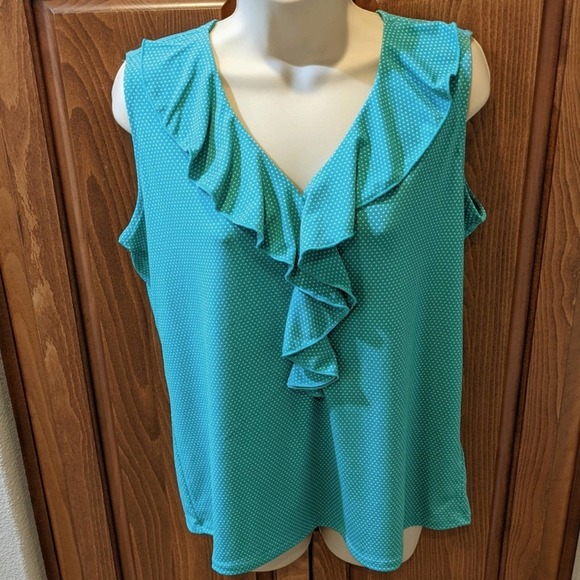 Anthropologie Adrianna Papell Sleeveless Ruffle V-Neck
